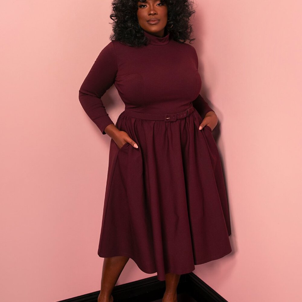 Bad Girl Swing Dress in Merlot in 3X